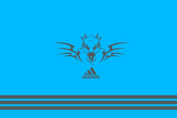 Adidas-Logo auf blauem Hintergrund