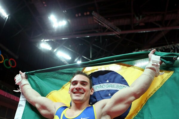 Olympic Games sports participant with a flag