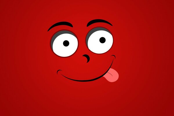 White eyes and tongue on a red background