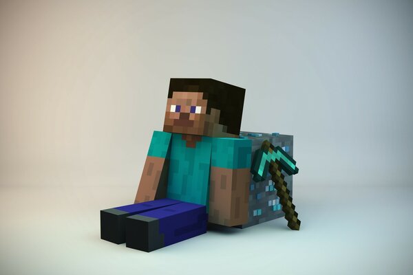 A Minecraft-style image. Lego Toy