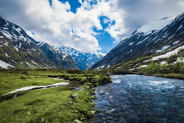 Beautiful landscape of a mountain river