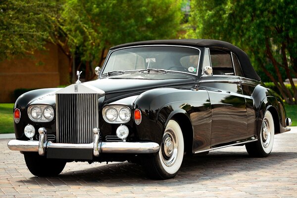 Classic black car at home