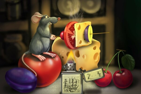 Nature morte avec souris et briquet de Disney