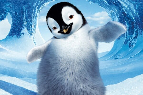 Personaggio del cartone animato pinguino in inverno