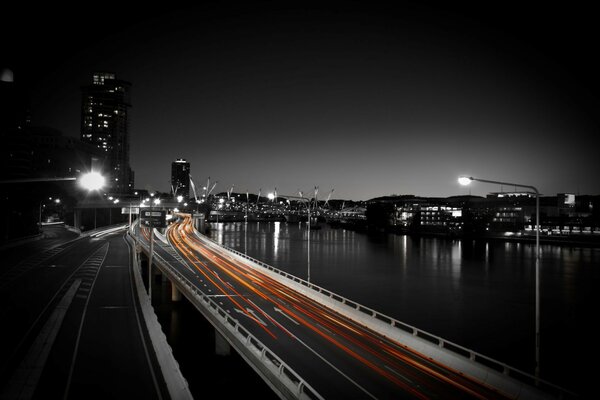 Embankment on Mira Avenue in the evening city