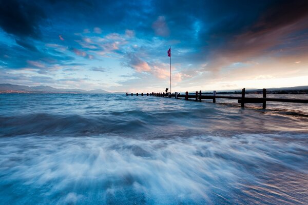 A wonderful sunset on the ocean or the sea