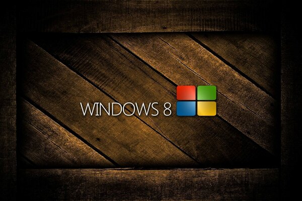 The Windows sign on the background of a wooden shield