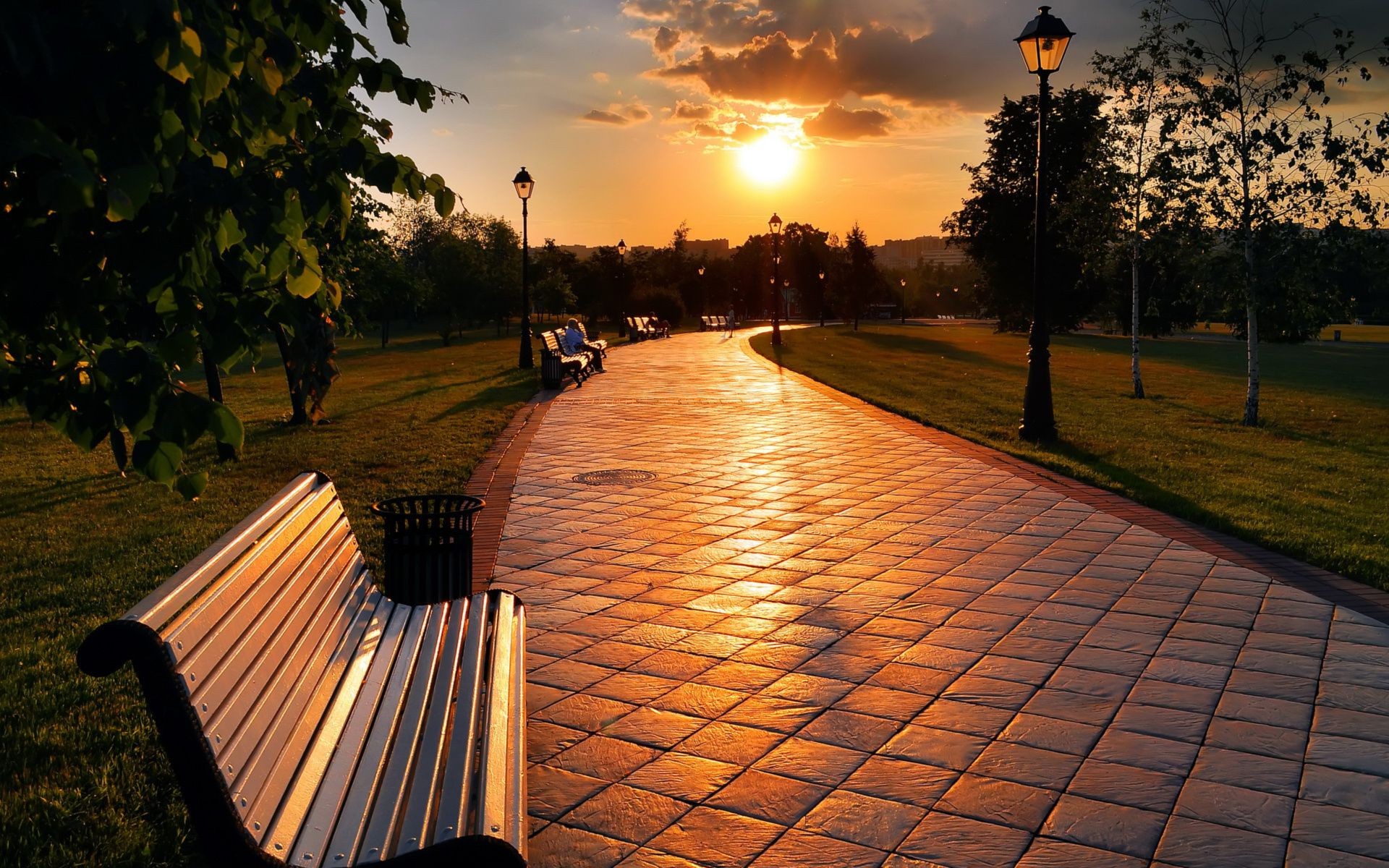 stadt sonnenuntergang dämmerung licht reisen baum landschaft im freien straße bank abend park sonne