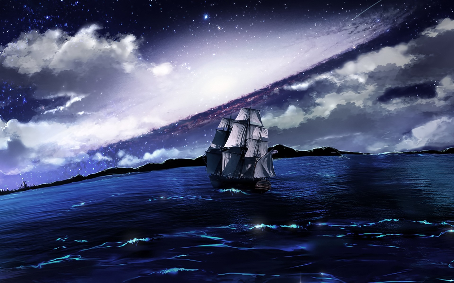 Корабль в океане одинокий. Ночь на корабле. Корабль в океане. Парусник в море. Корабль в ночном море.