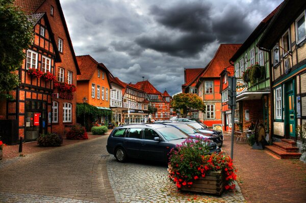 Bela rua em estilo Europeu