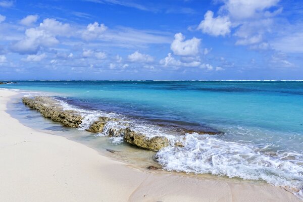 White sand on the sea coast