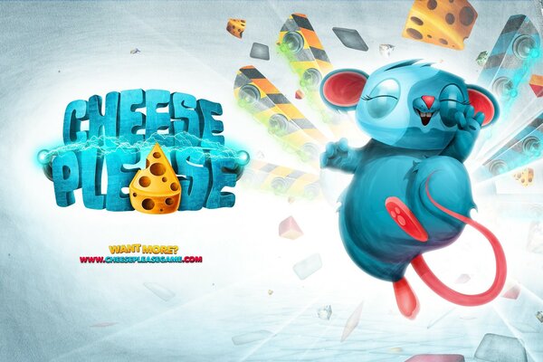 Illustration for the game: blue mouse jumping