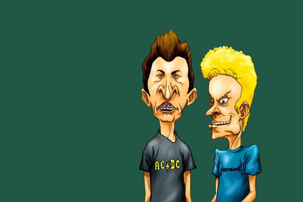 在绿色背景上的Beavis和butthead