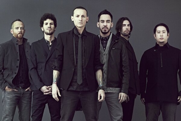 Linkin Park group on a gray background