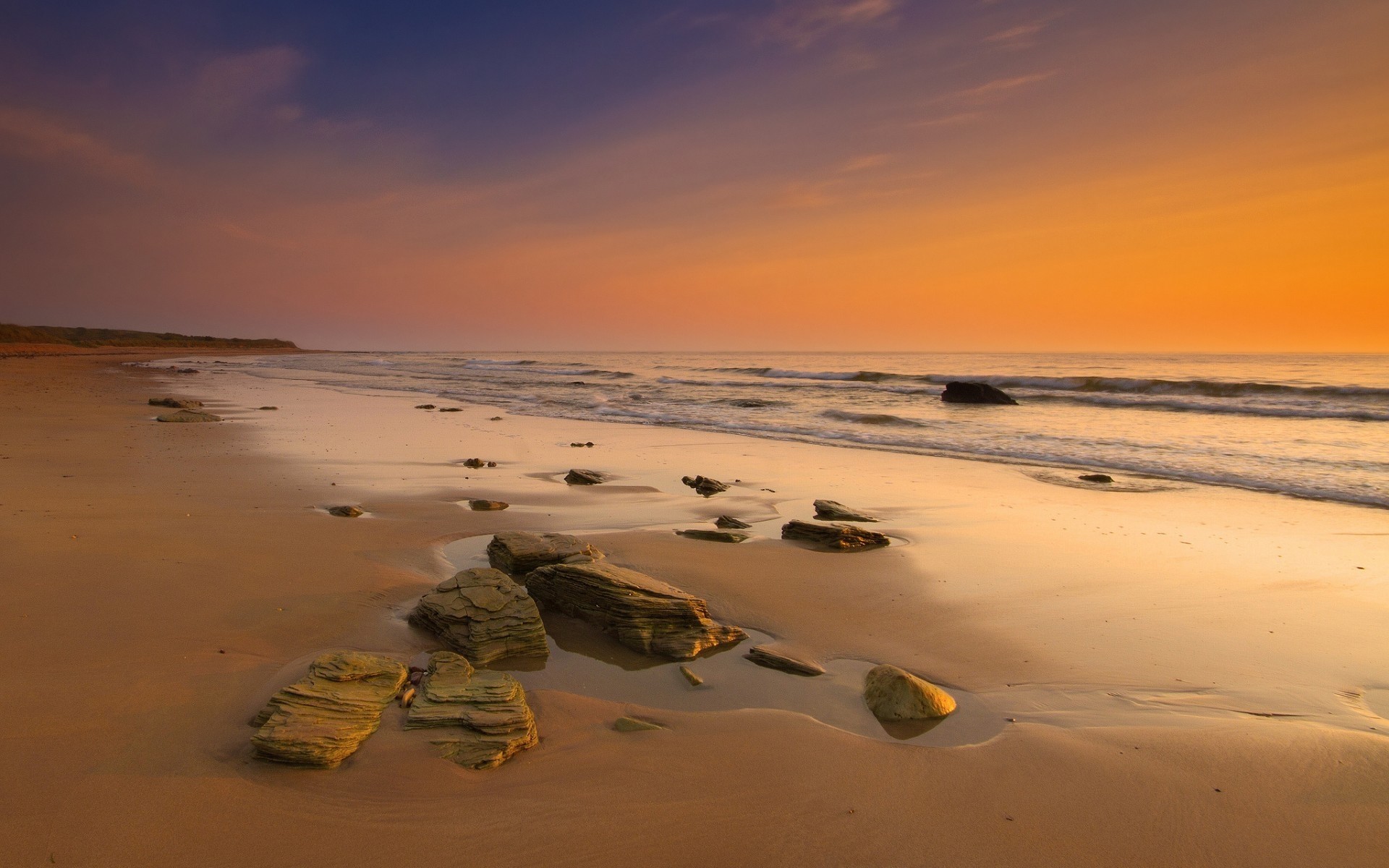 paysage plage sable eau coucher de soleil mer océan mer aube surf soleil paysage beau temps crépuscule voyage vague soir ciel pierres pierres paysage affiche de plage