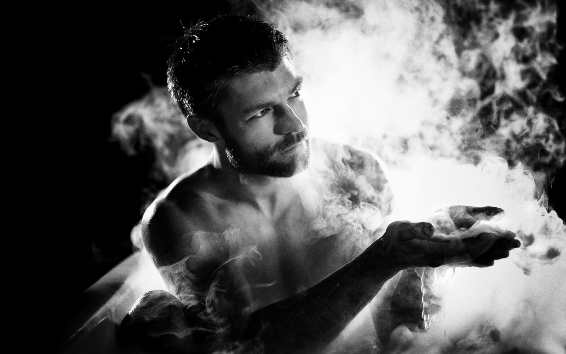 men one portrait monochrome man adult smoke shadow music spartacus actor spartacus poster dude guy