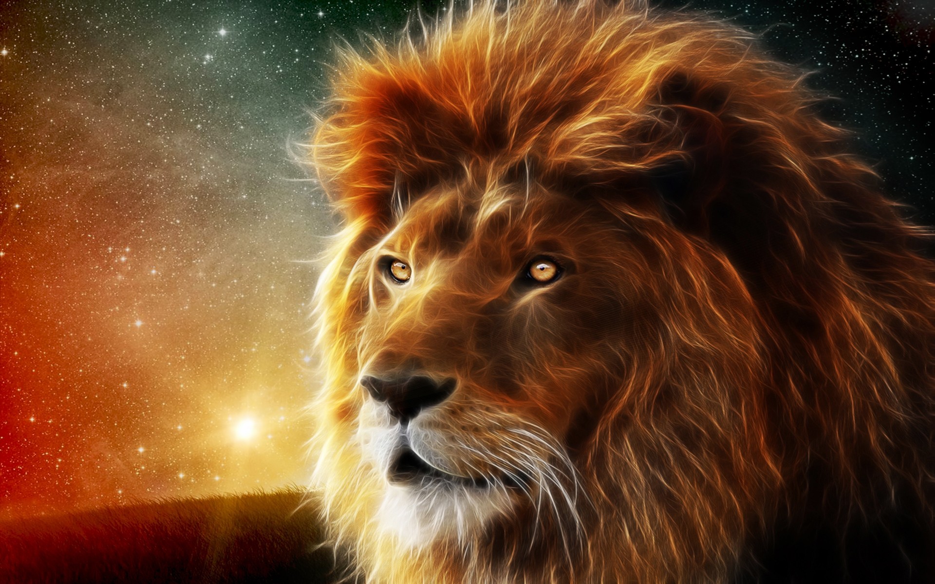 неоновые портрет млекопитающее один лев искусство