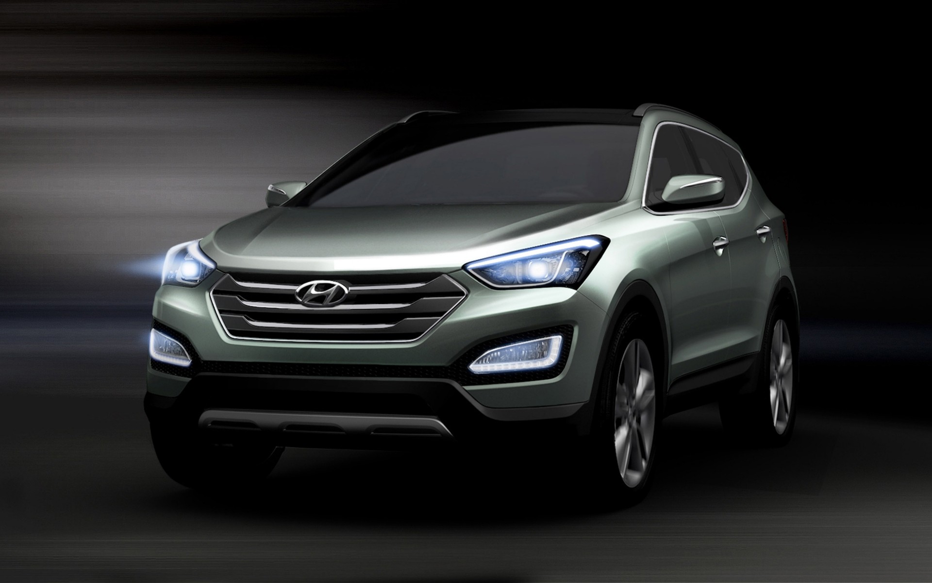 hyundai car vehicle blacktop noon automotive asphalt wheel sedan pavement fast coupe blur hyundai santa fe