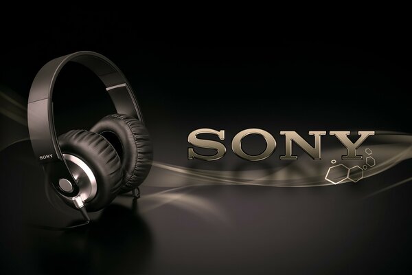 Auriculares de Sony e inscripción de la marca