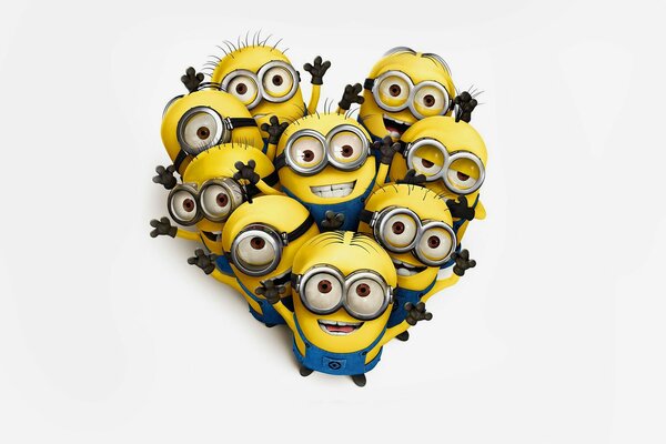 Nine minions in the form of a heart