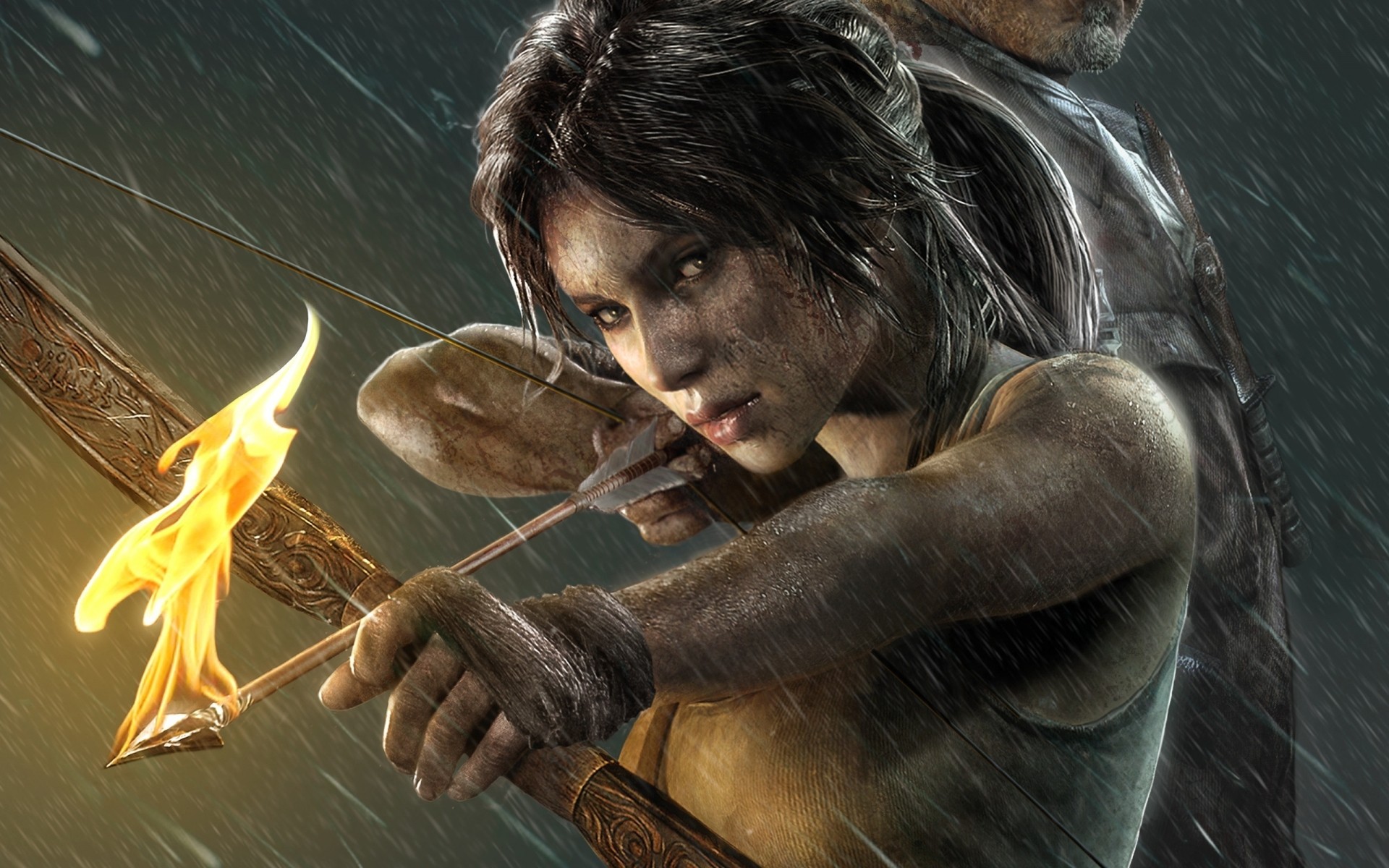 other games perigo sozinho mulher fumaça adulto chama retrato homem escuro lara croft arco de fogo flechas de fogo