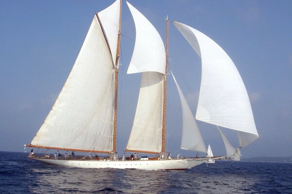 White beautiful sailboat in the ocean