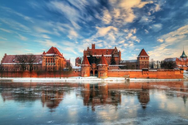 Winter day and ancient architecture