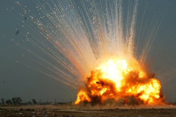 The recorded moment of the explosion, a fiery cloud