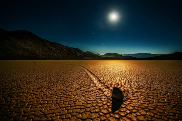 Stone surface against the background of the night sky