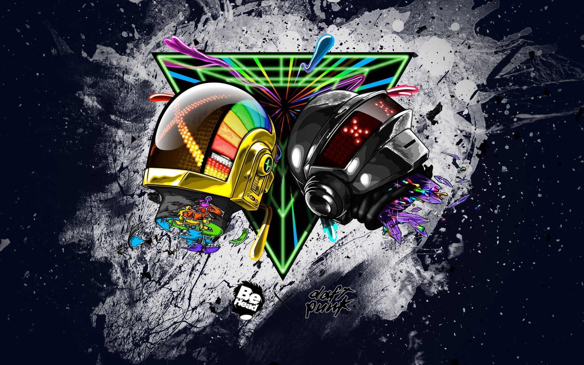 dj masaüstü gezegen splash soyut illüstrasyon uzay teknoloji daft punk