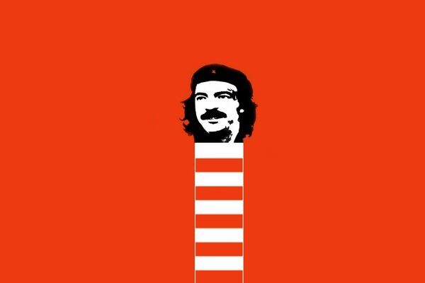 Patriotic red flag with the image of Che Guevara