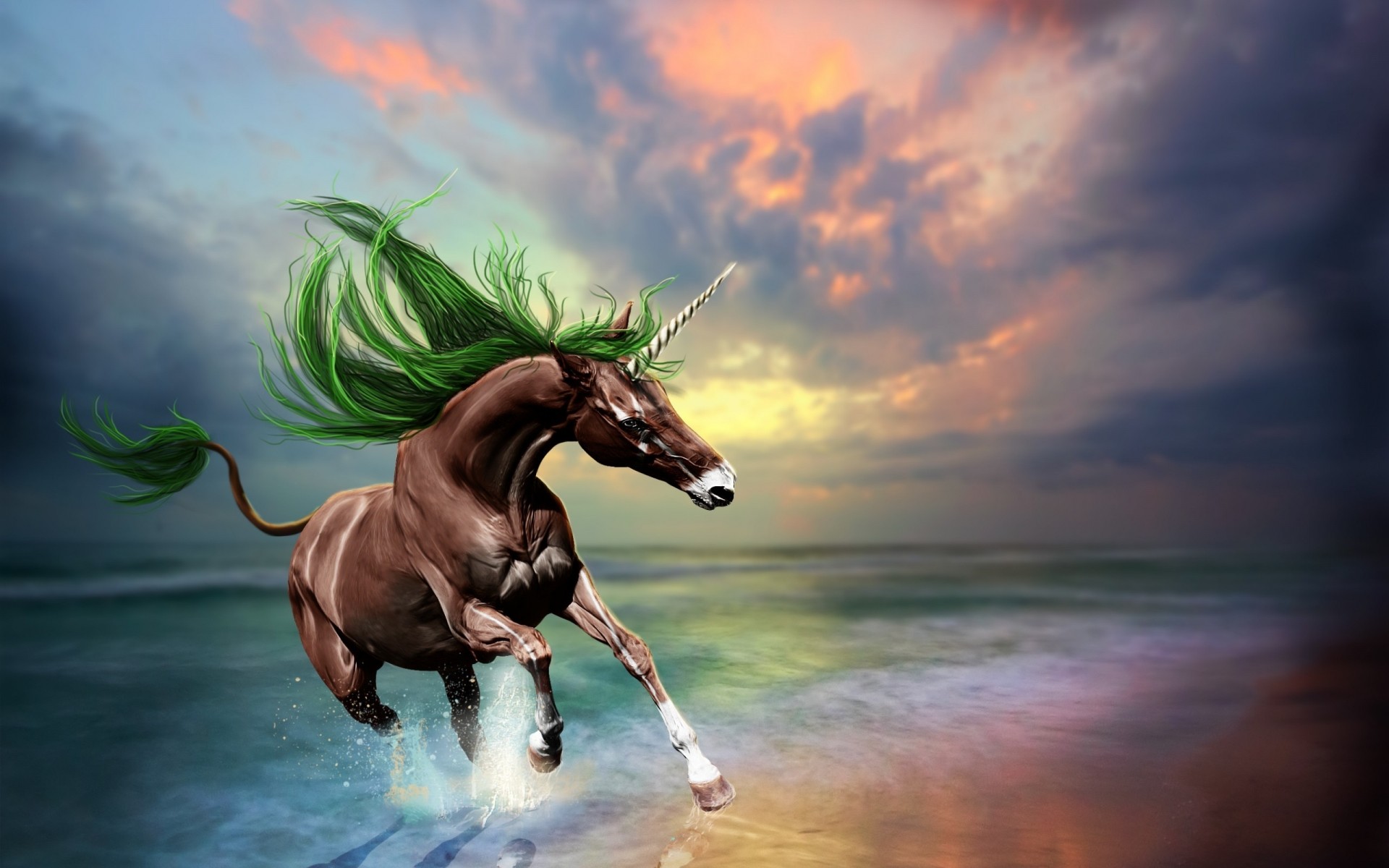 fantasy eau mouvement mammifère océan plage mer cavalerie ciel illustration mer un coucher de soleil concours été cheval