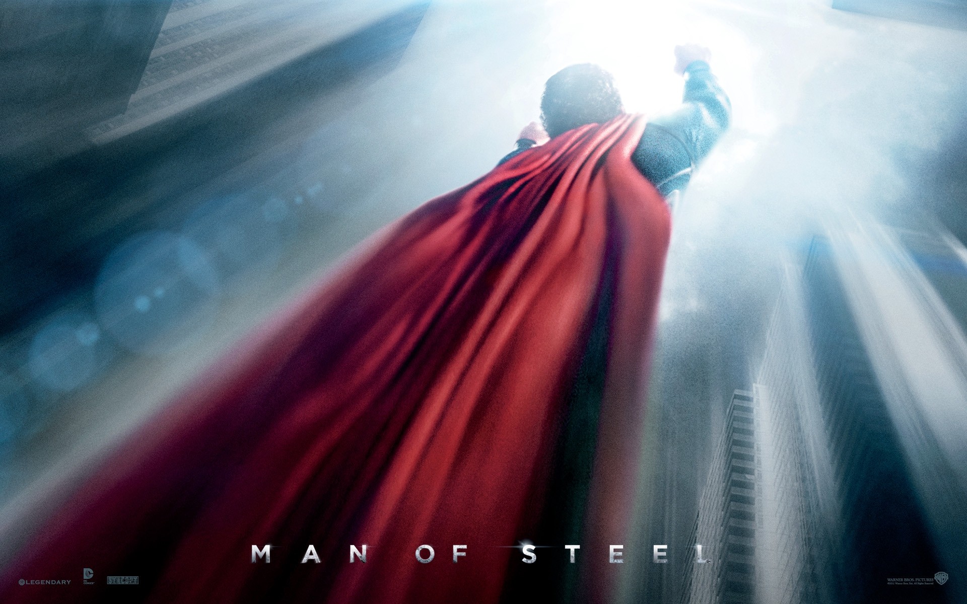 films flou rétro-éclairé mouvement à l extérieur lumineux homme d acier superman