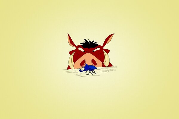 The character pumbaa from the cartoon lion king