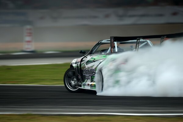 Smoke from a racing car