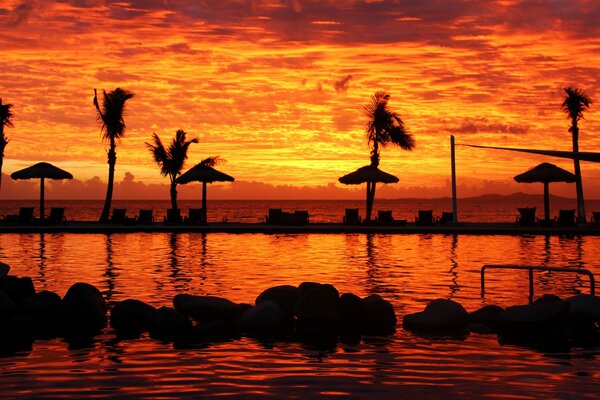 Bel tramonto in una località balneare