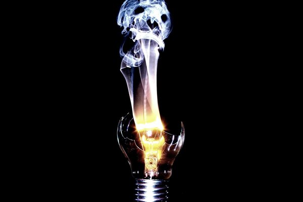 A fiery flame from a broken lamp