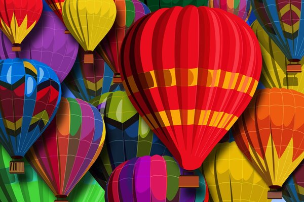 Globos aerostáticos del papel pintado del arco iris