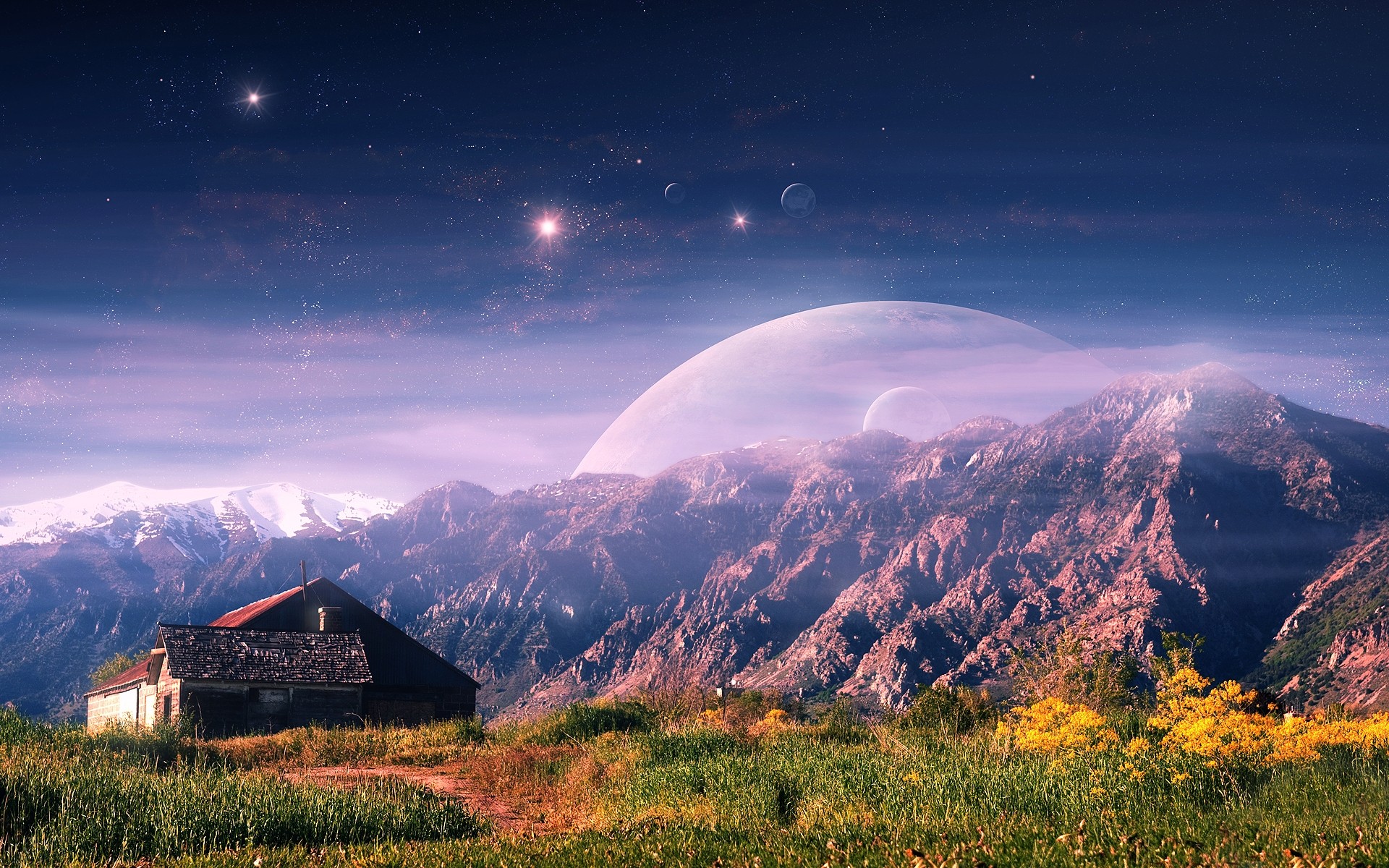 landscapes mountain sky travel landscape nature outdoors snow scenic moon dawn evening stars