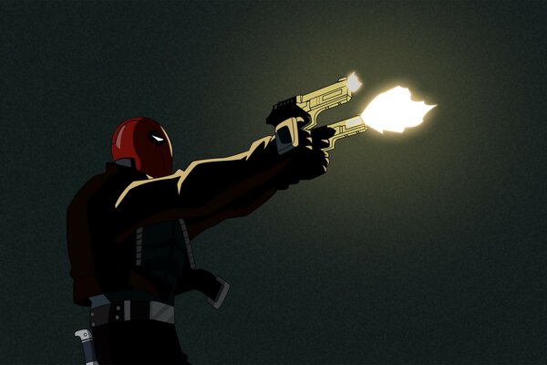 Deadpool with a gun from the cartoon