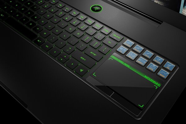 Computer keyboard with green backlight