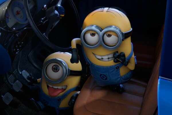 Despicable me two frame from the cartoon in the car