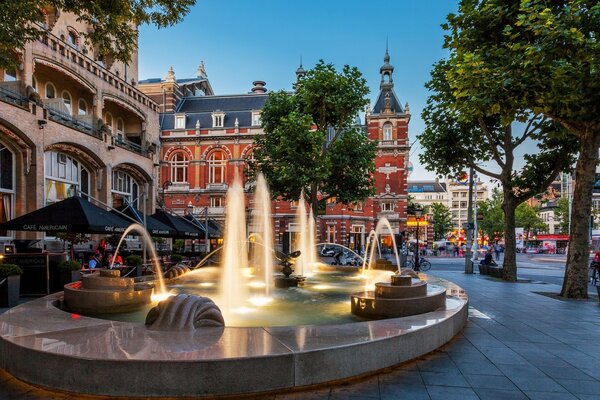 Fountains in the middle of the city