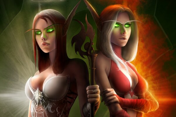 Imagen de dos chicas mágicas de un juego de ordenador