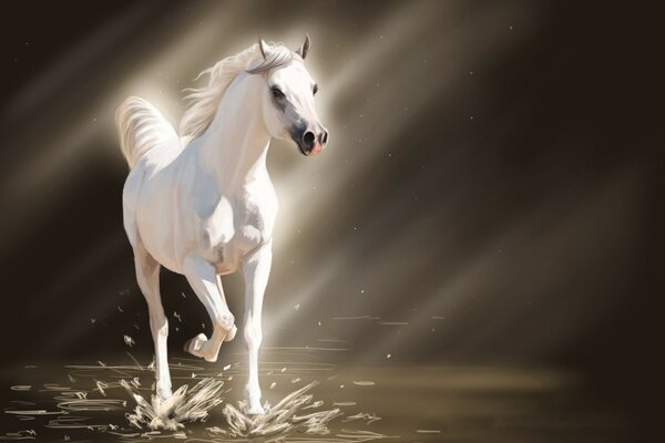 Caballo blanco animal corre