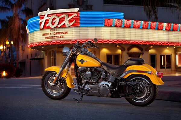 Stylish motorcycle on the background of a diner