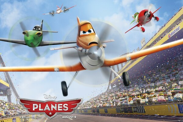 Planes on the race track from the cartoon