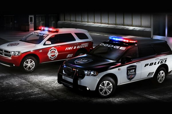 Dodge police and fire trucks