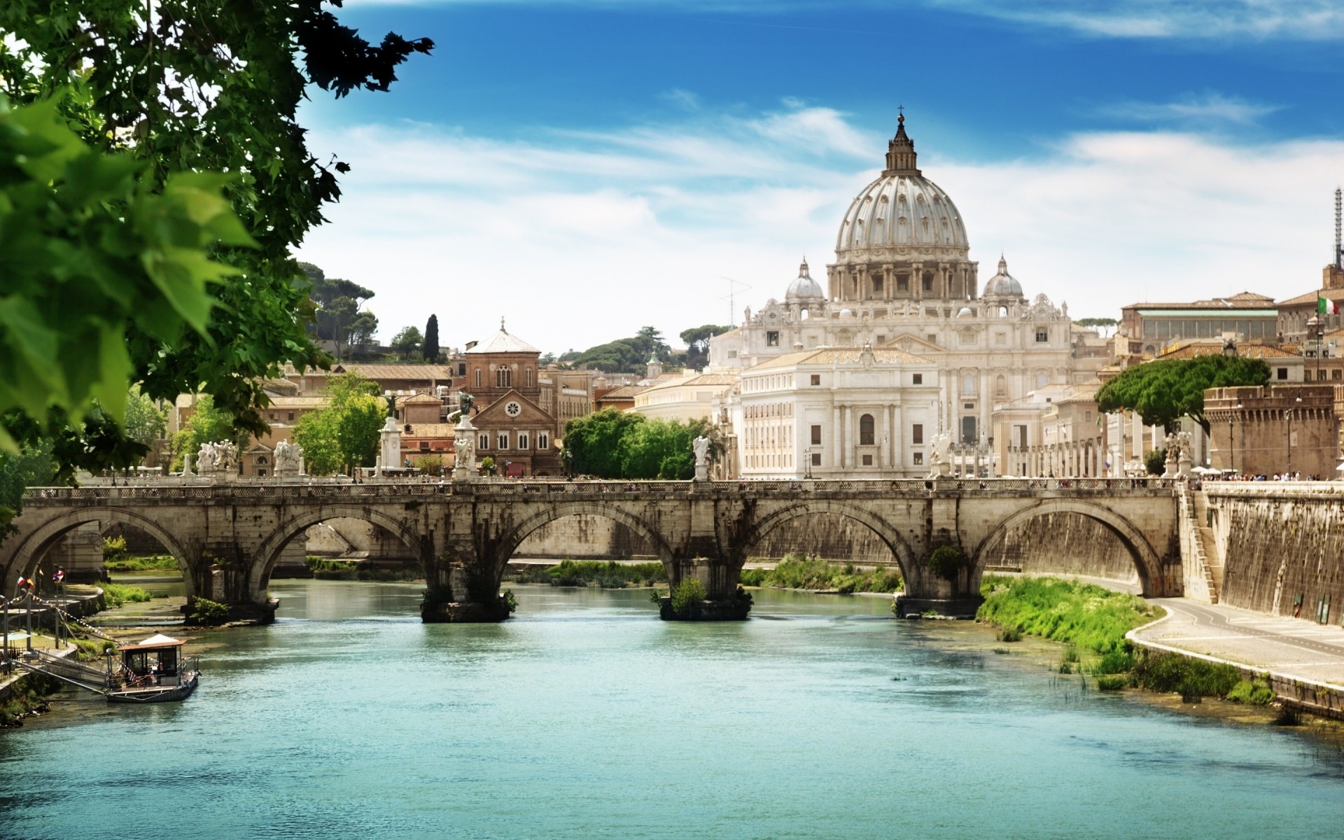 italien architektur reisen fluss wasser haus tourismus stadt himmel brücke sehenswürdigkeit im freien kirche brunnen alt urlaub antike rom vatikan