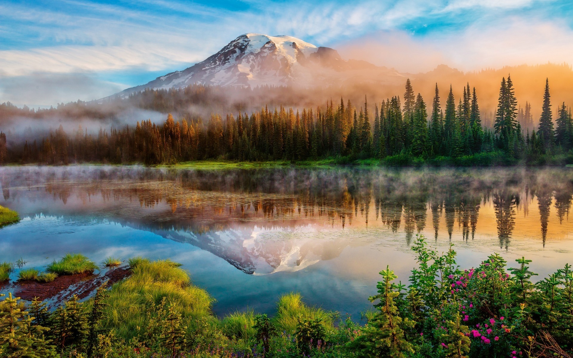 usa lac eau paysage nature à l extérieur aube réflexion montagnes voyage scénique neige automne bois ciel coucher de soleil mont rainier montagnes